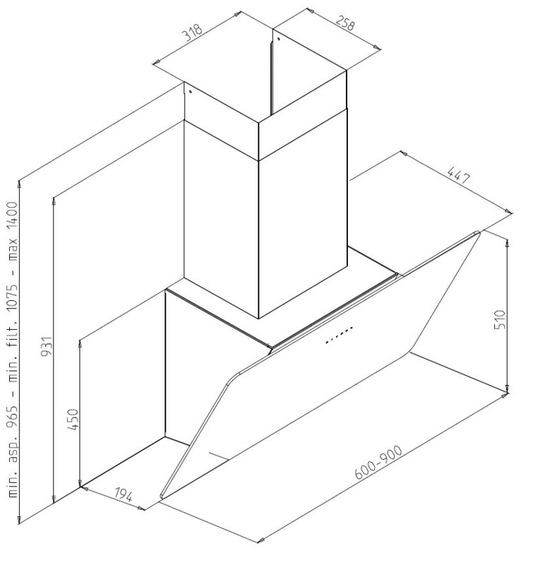 Stenske-kuhinjske-nape/Siccabo-stenska-napa-screen-dimenzijska-skica_1